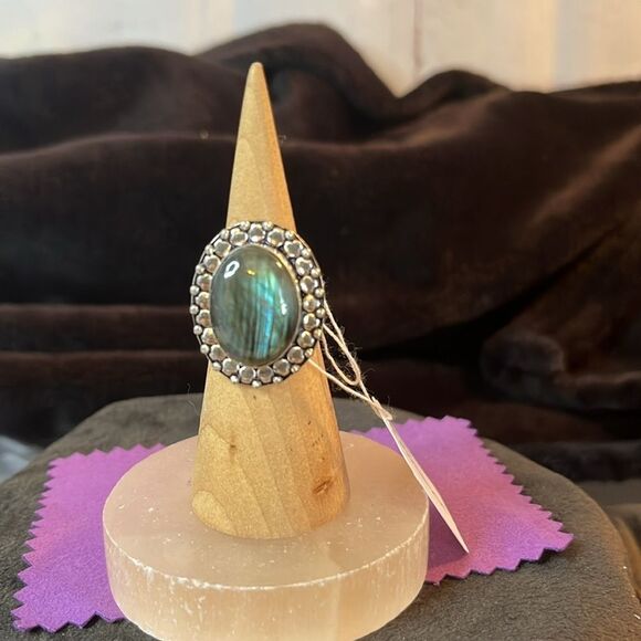 NWT ARTISAN CRAFTED LABRADORITE RING SET IN 925 STERLING SILVER SZ 7 - Picture 3 of 9